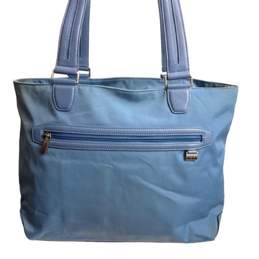 Tumi blue nylon zipper tote bag